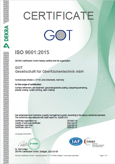 Zertifikat Rezert ISO 9001 2020 engl